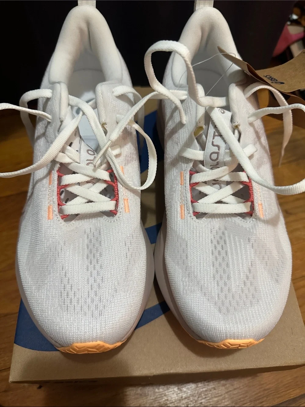 Asics Women's White Sneakers with Peach Accents